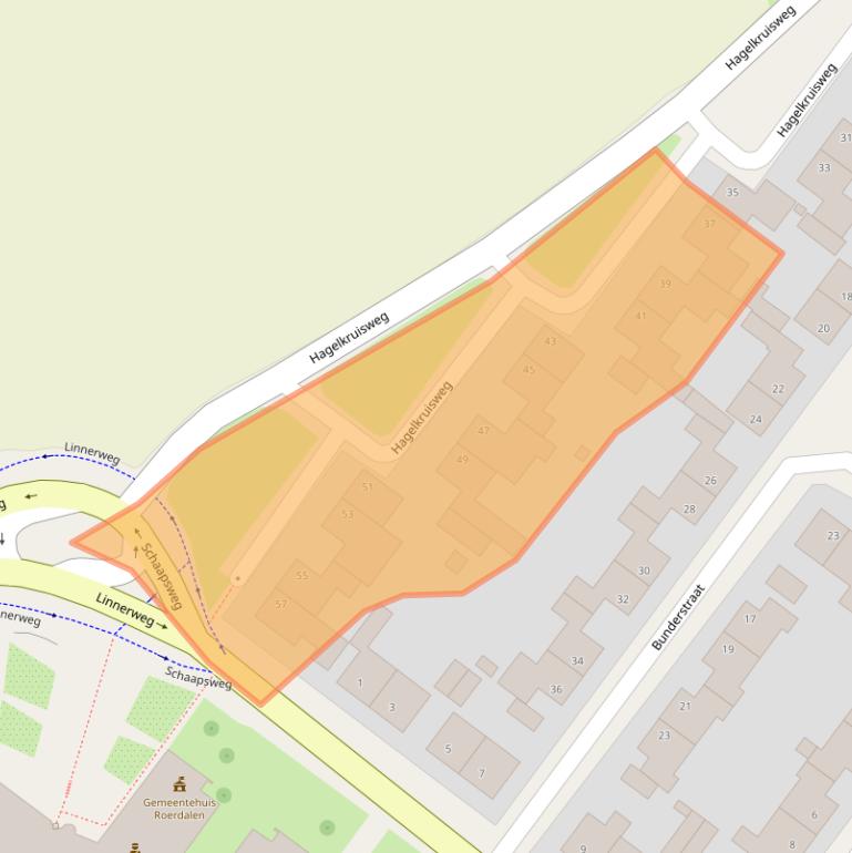 Kaart van postcodegebied 6077HB.