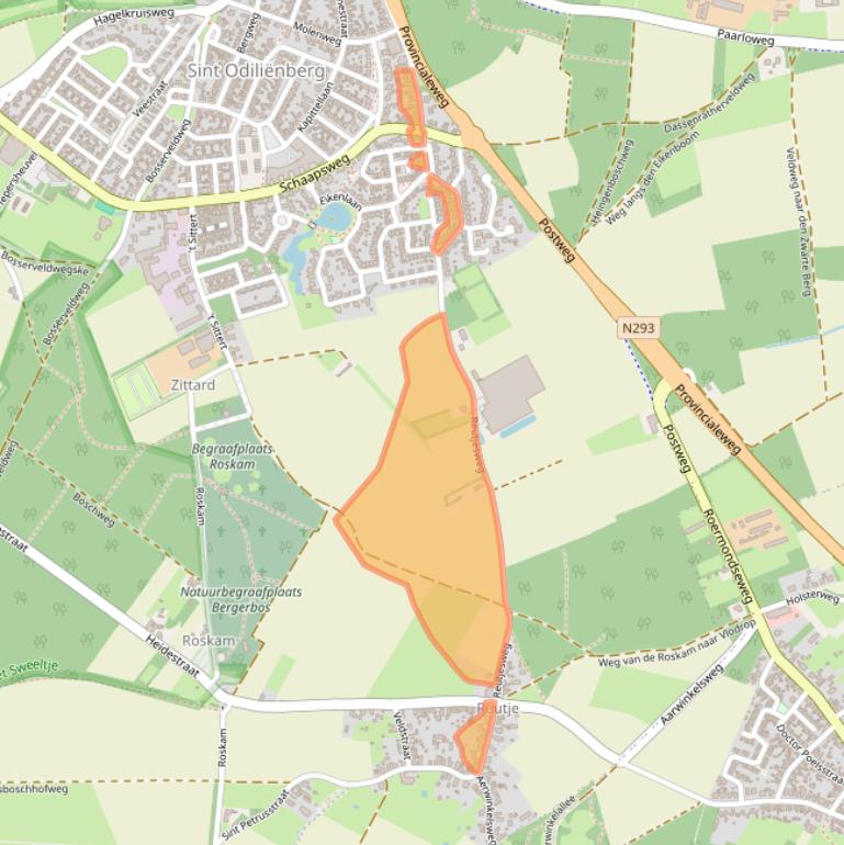 Kaart van postcodegebied 6077NB.