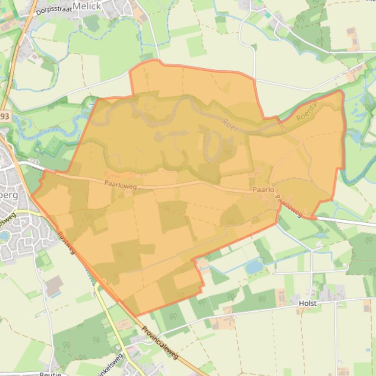 Kaart van postcodegebied 6077NR.