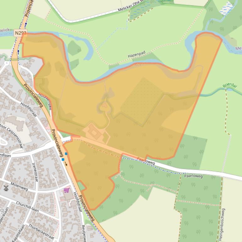 Kaart van postcodegebied 6077NS.