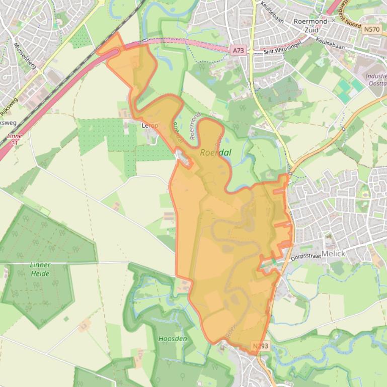 Kaart van postcodegebied 6077NX.