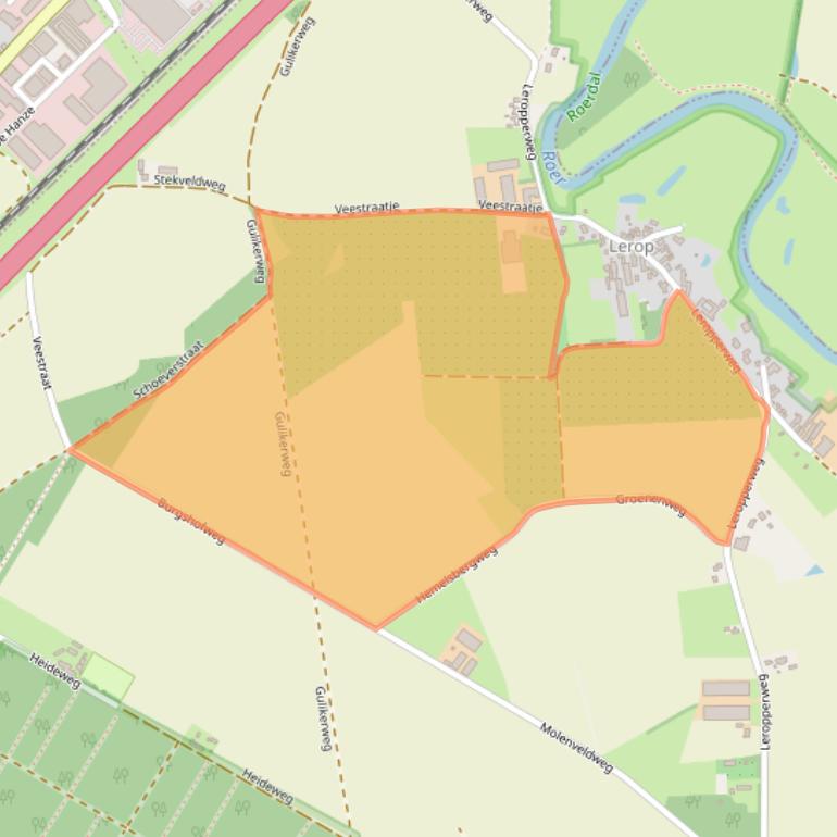 Kaart van postcodegebied 6077NZ.