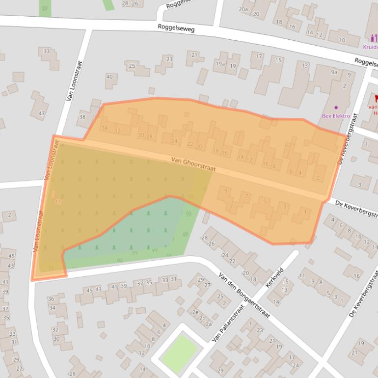 Kaart van postcodegebied 6081BC.