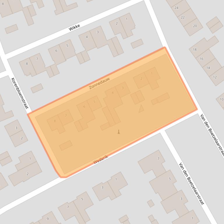 Kaart van postcodegebied 6081BX.