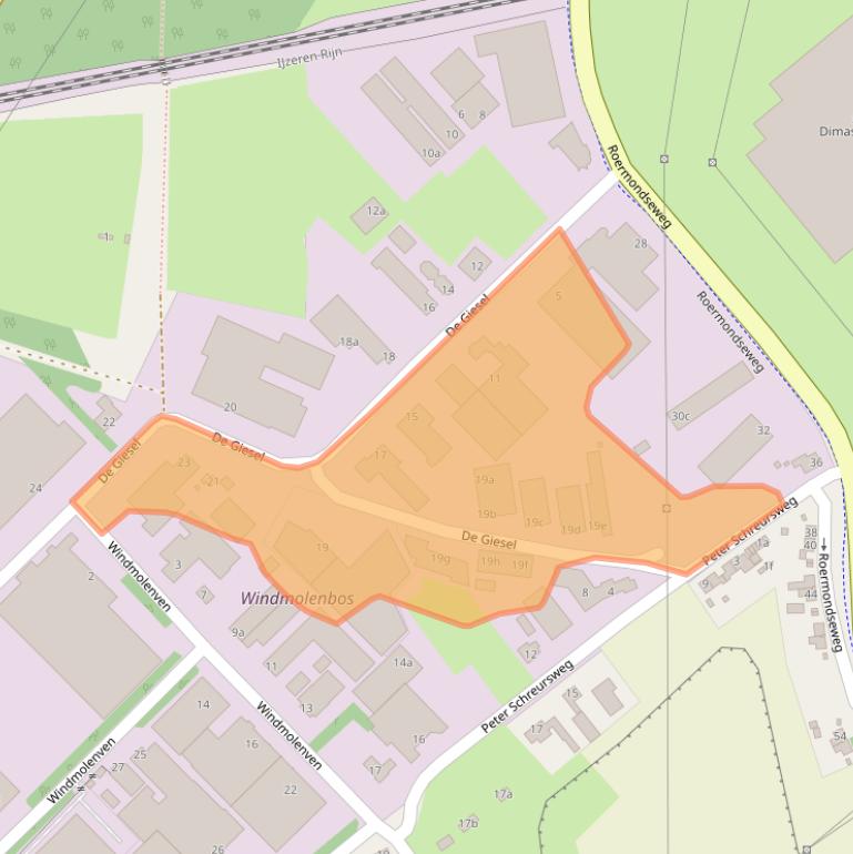 Kaart van postcodegebied 6081PG.