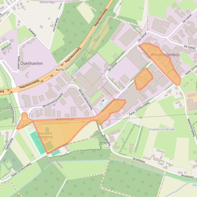 Kaart van postcodegebied 6081PJ.