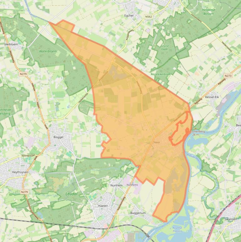 Kaart van postcodegebied 6086.