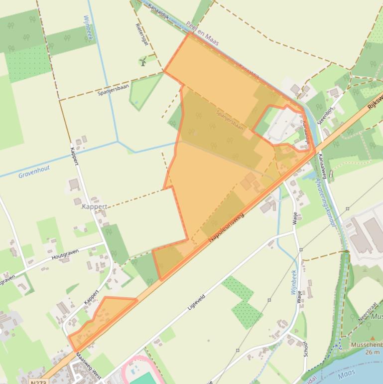 Kaart van postcodegebied 6086AE.