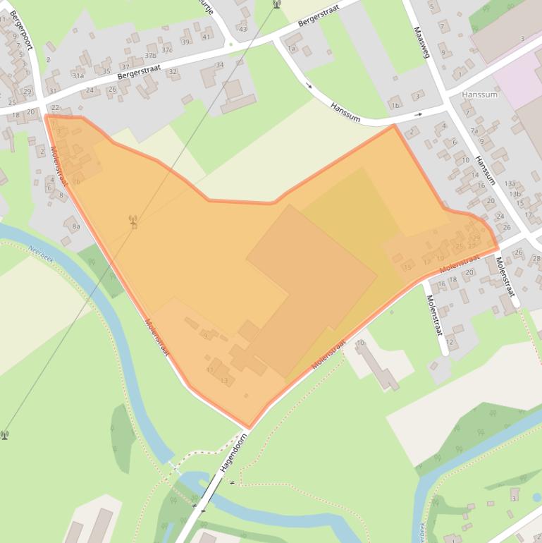 Kaart van postcodegebied 6086BP.