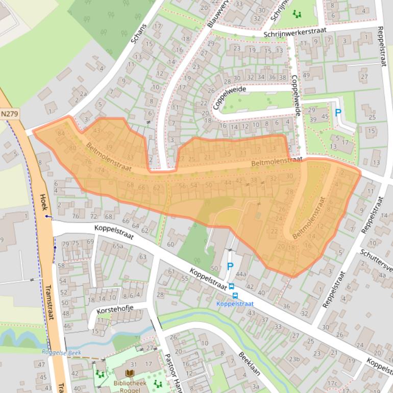 Kaart van postcodegebied 6088CA.