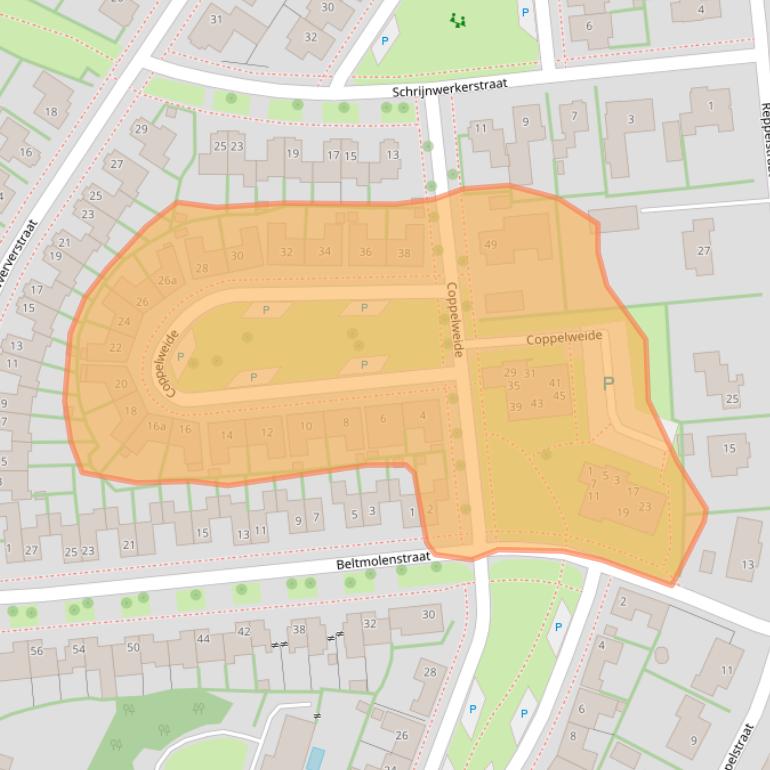 Kaart van postcodegebied 6088CB.