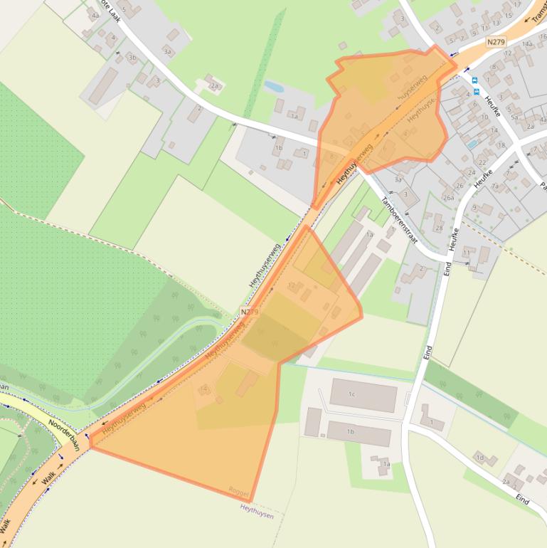 Kaart van postcodegebied 6088NE.