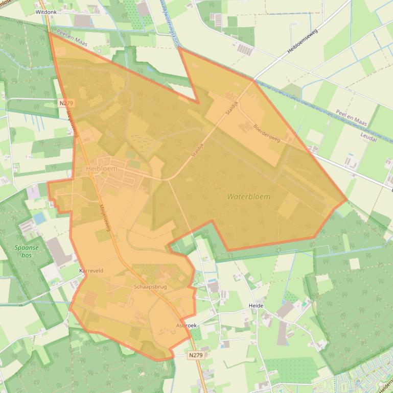 Kaart van postcodegebied 6089.