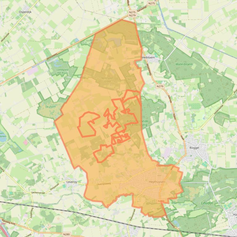 Kaart van postcodegebied 6093.