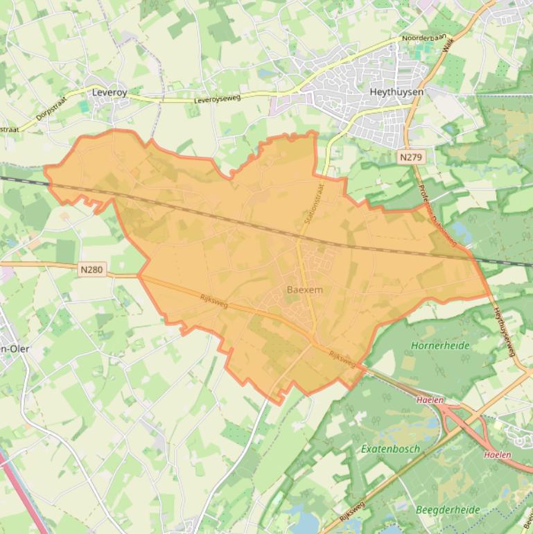 Kaart van postcodegebied 6095.