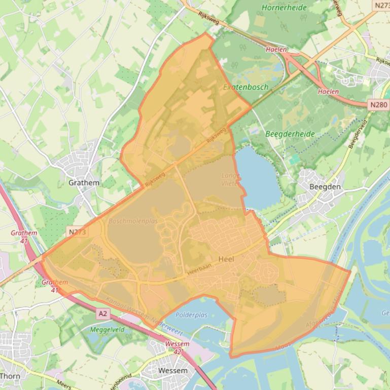 Kaart van postcodegebied 6097.