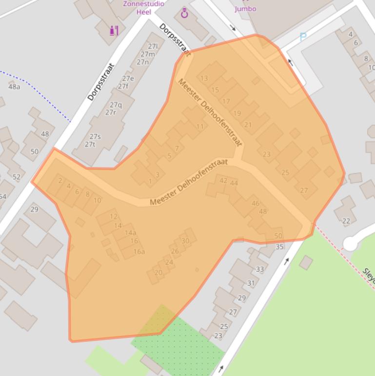 Kaart van postcodegebied 6097AA.