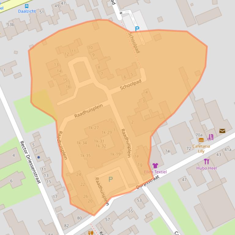 Kaart van postcodegebied 6097AS.