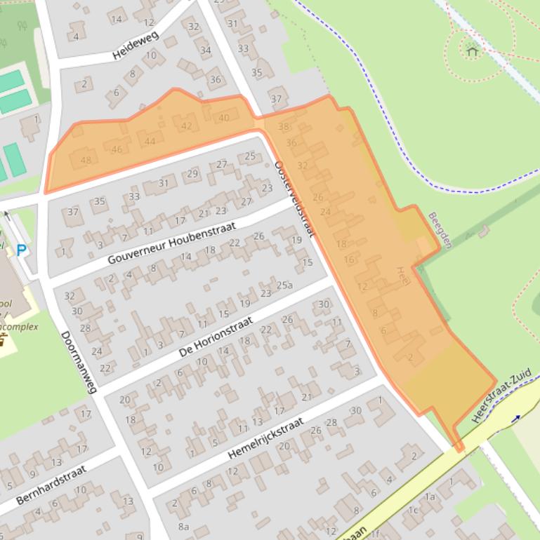 Kaart van postcodegebied 6097BS.