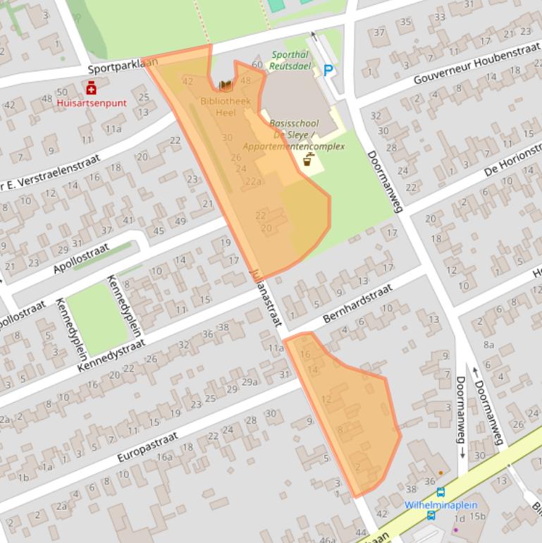 Kaart van postcodegebied 6097BW.