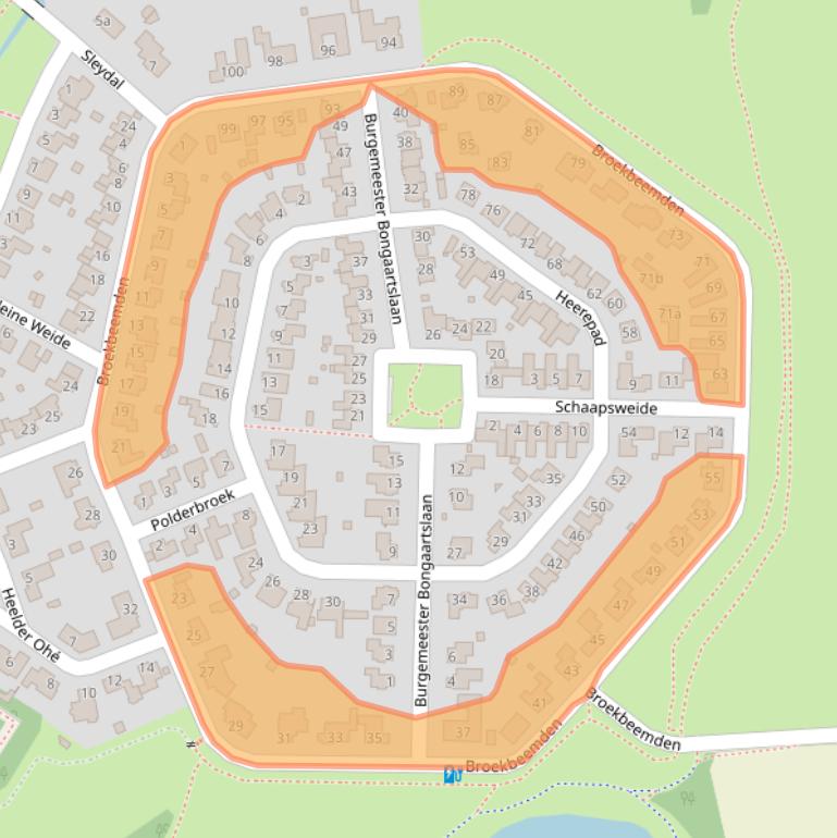 Kaart van postcodegebied 6097DG.