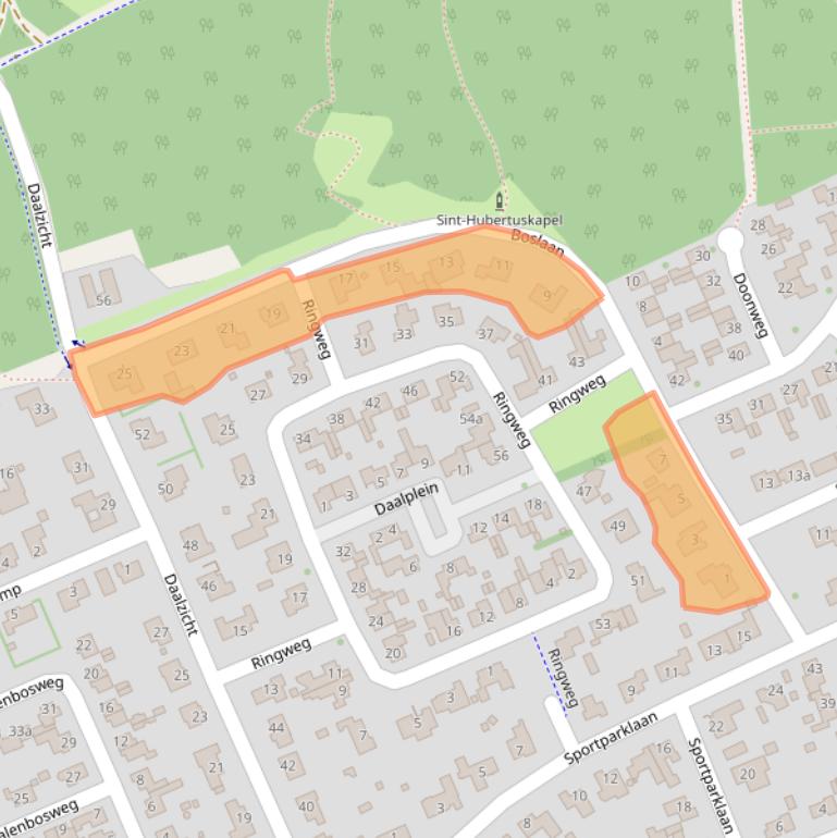 Kaart van postcodegebied 6097EH.
