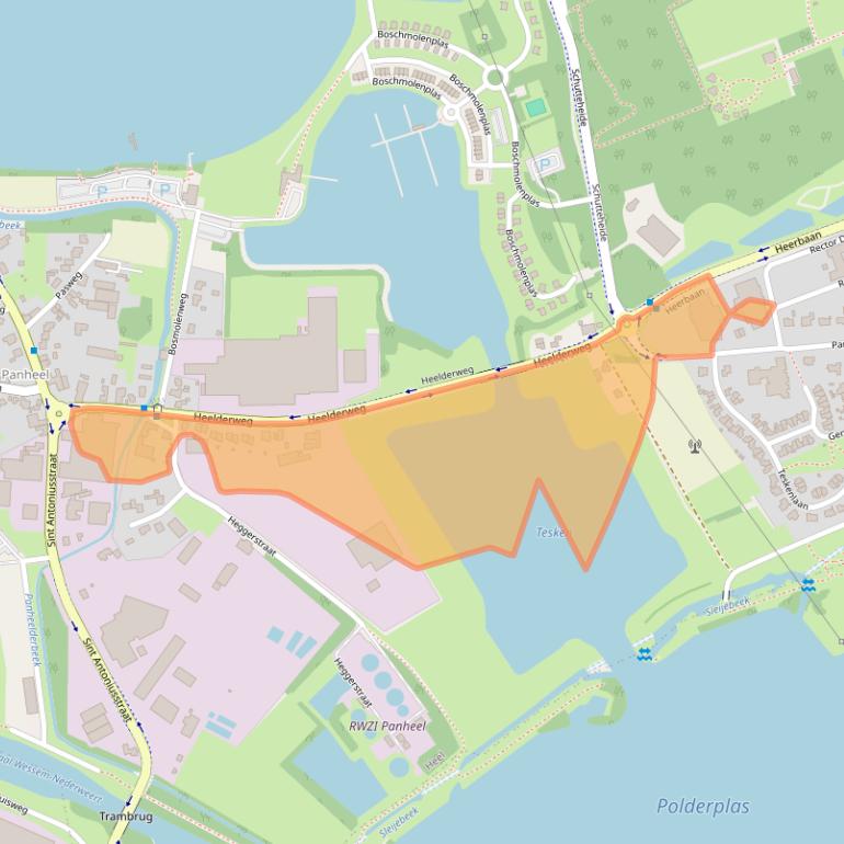 Kaart van postcodegebied 6097EX.