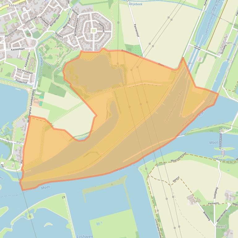 Kaart van postcodegebied 6097PB.