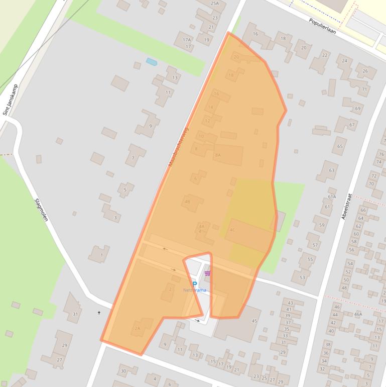 Kaart van postcodegebied 6101AZ.