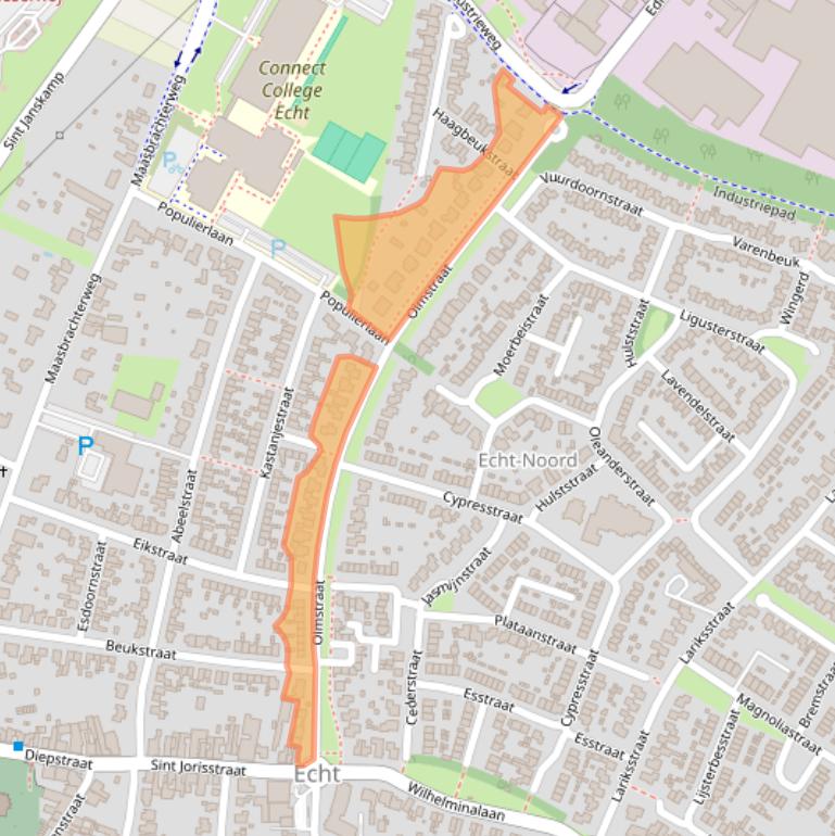 Kaart van postcodegebied 6101BS.