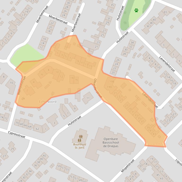 Kaart van postcodegebied 6101BX.