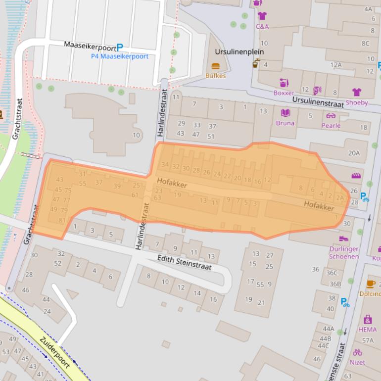 Kaart van postcodegebied 6101EM.