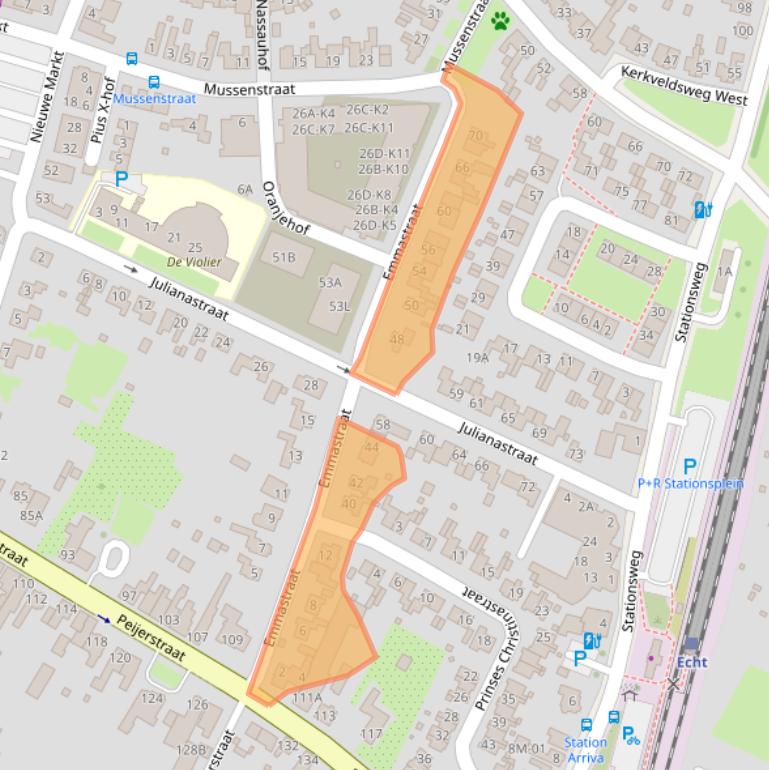 Kaart van postcodegebied 6101HE.