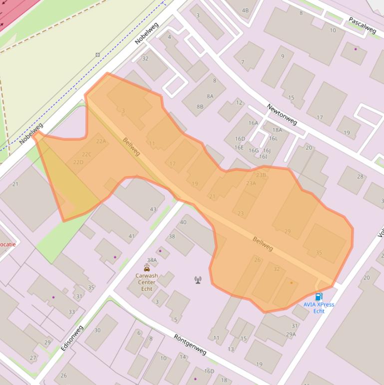 Kaart van postcodegebied 6101XA.