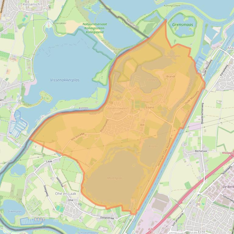Kaart van postcodegebied 6107.