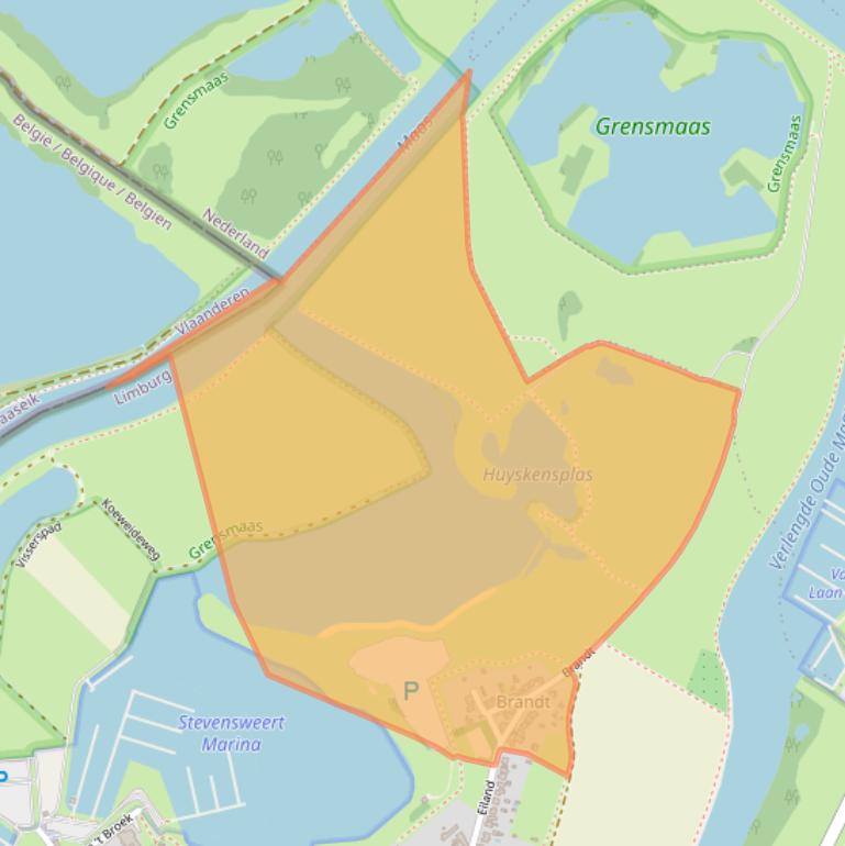 Kaart van postcodegebied 6107XZ.