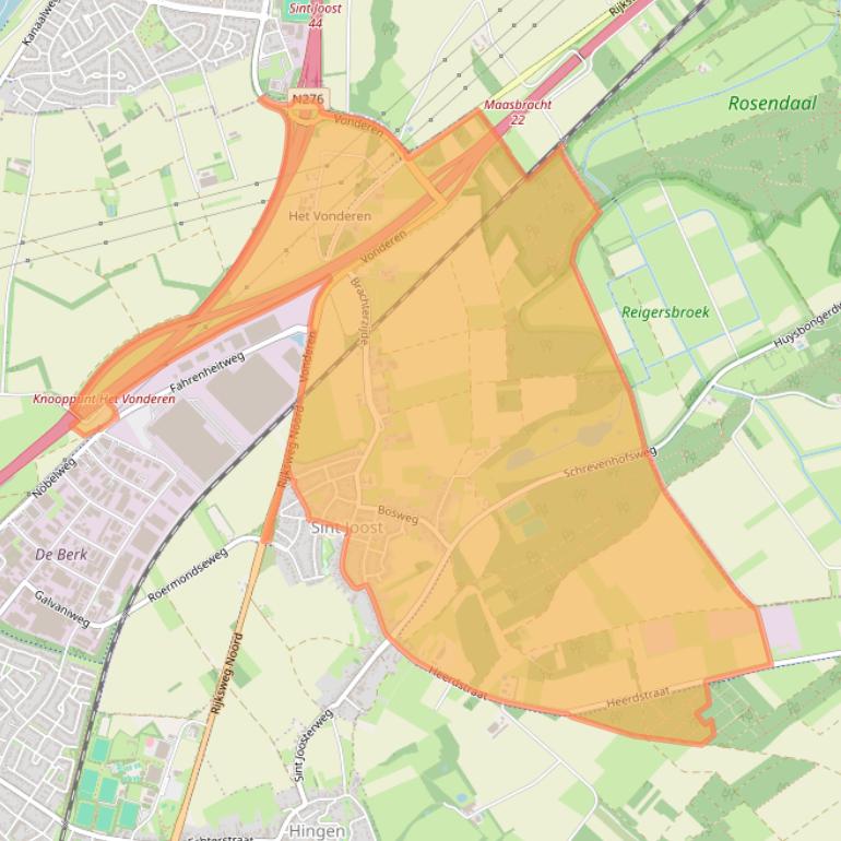 Kaartafbeelding, ingezoomd op postcodegebied 6112.