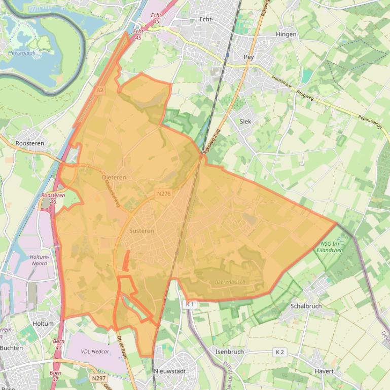 Kaart van postcodegebied 6114.