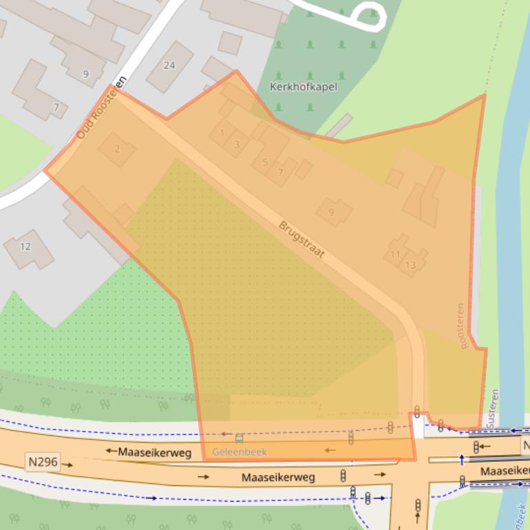 Kaart van postcodegebied 6116AA.