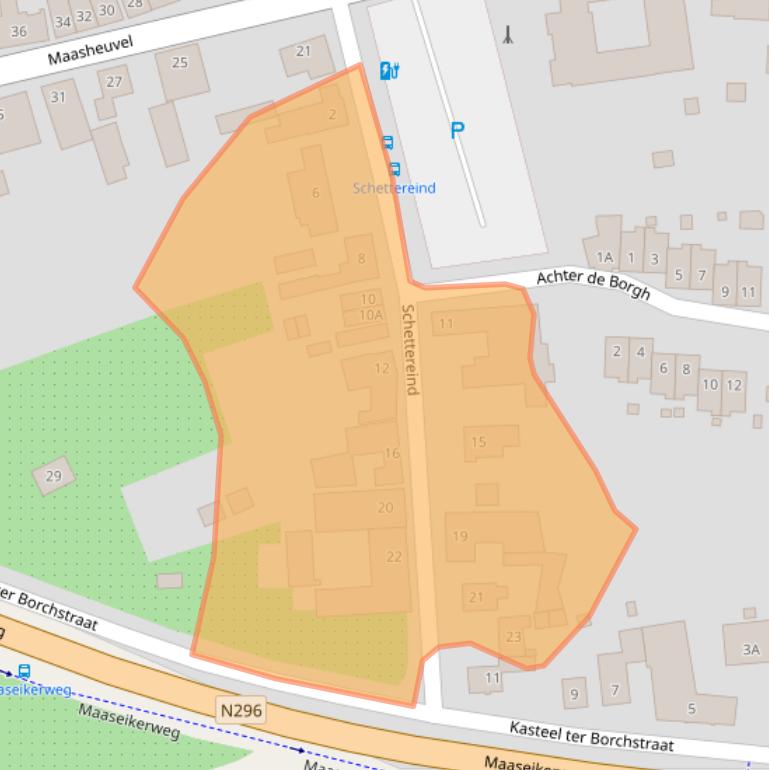 Kaart van postcodegebied 6116BW.