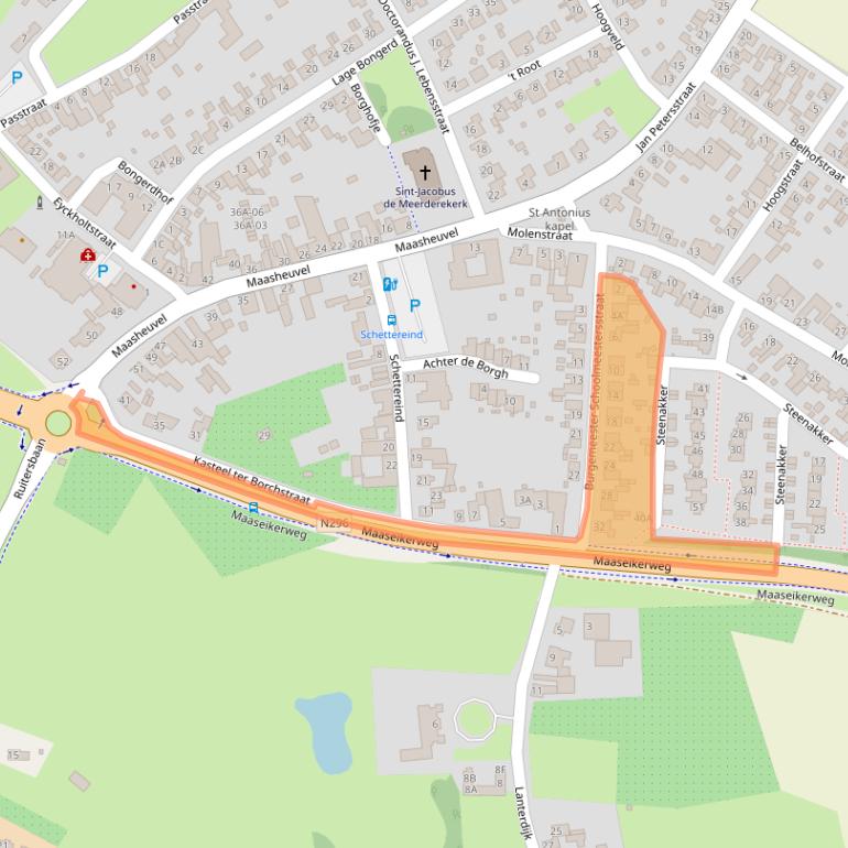 Kaart van postcodegebied 6116BZ.