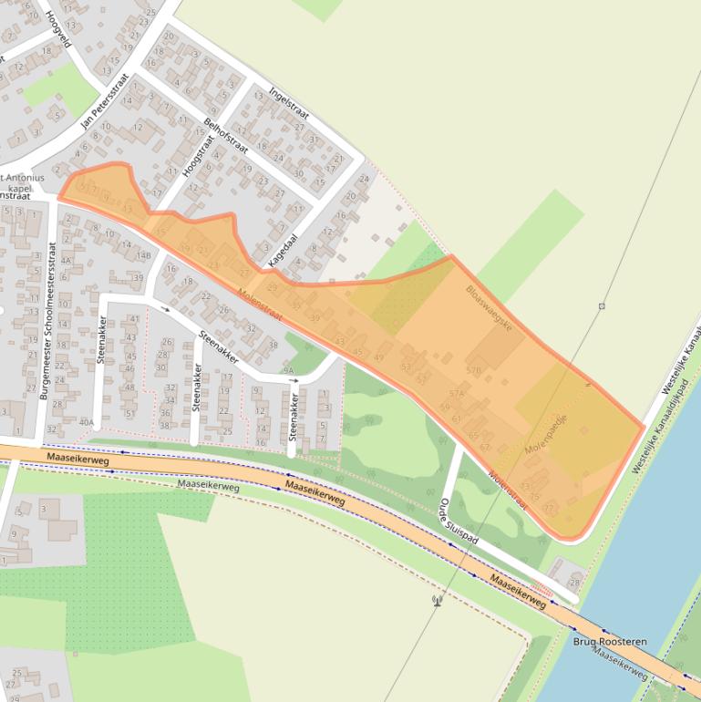 Kaart van postcodegebied 6116CC.