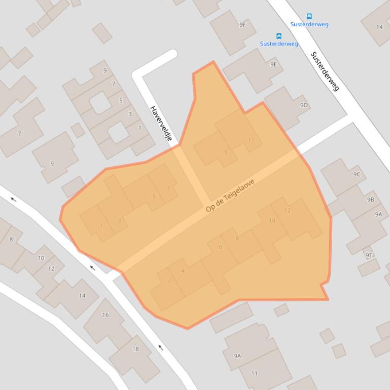 Kaart van postcodegebied 6118DZ.