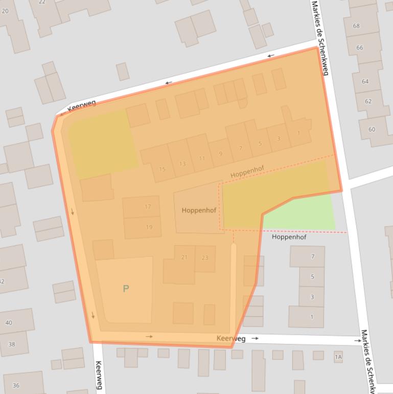 Kaart van postcodegebied 6118EJ.