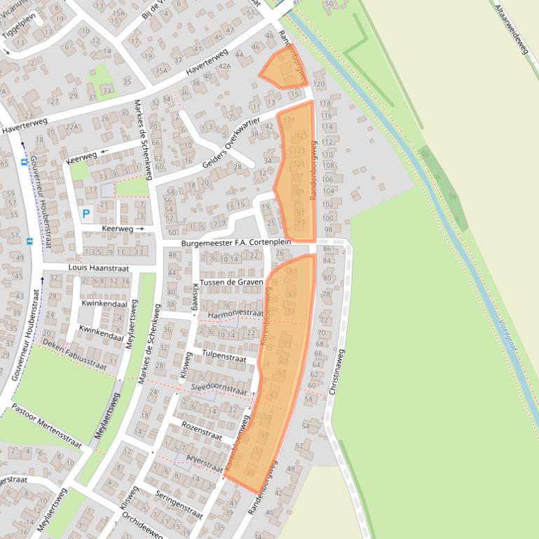 Kaart van postcodegebied 6118GJ.