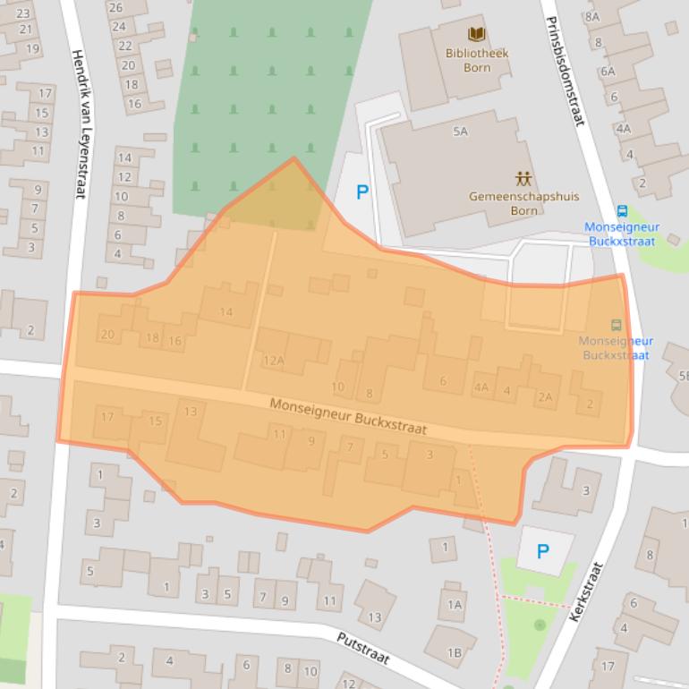 Kaart van postcodegebied 6121KV.
