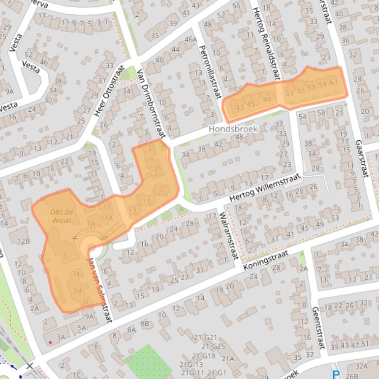 Kaart van postcodegebied 6121NE.