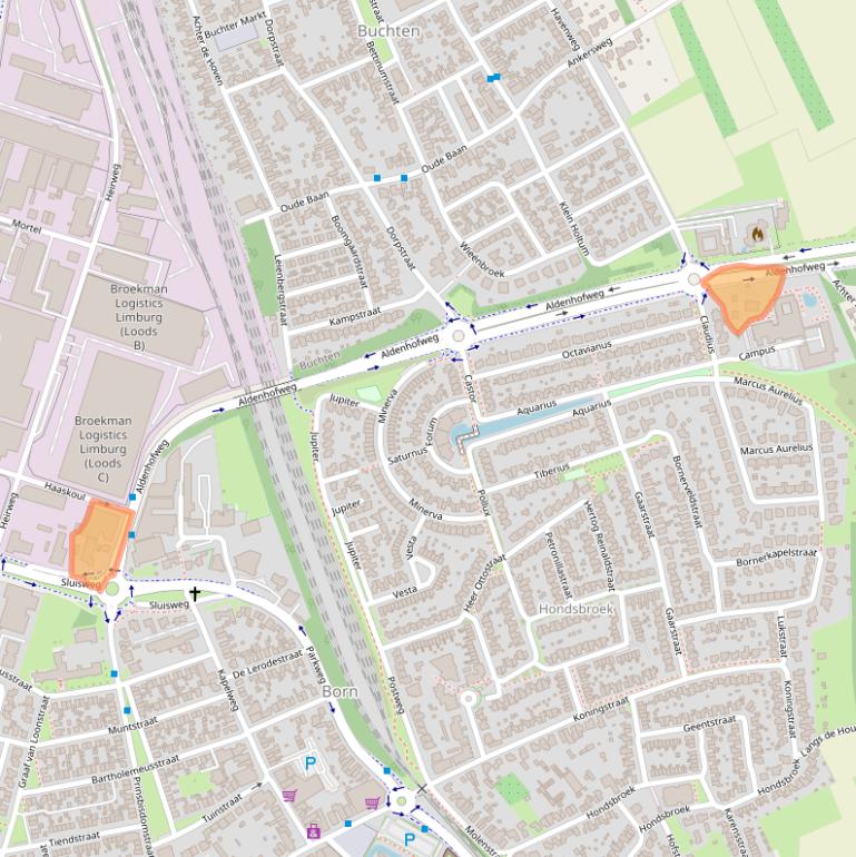 Kaart van postcodegebied 6121SE.