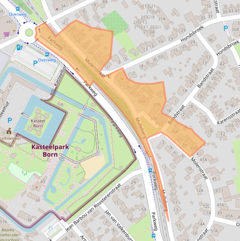 Kaart van postcodegebied 6121XD.