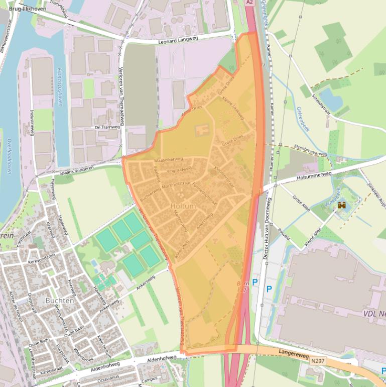 Kaart van postcodegebied 6123.